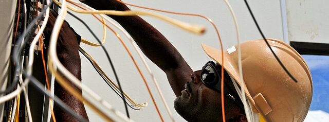 Electrician fixing wires